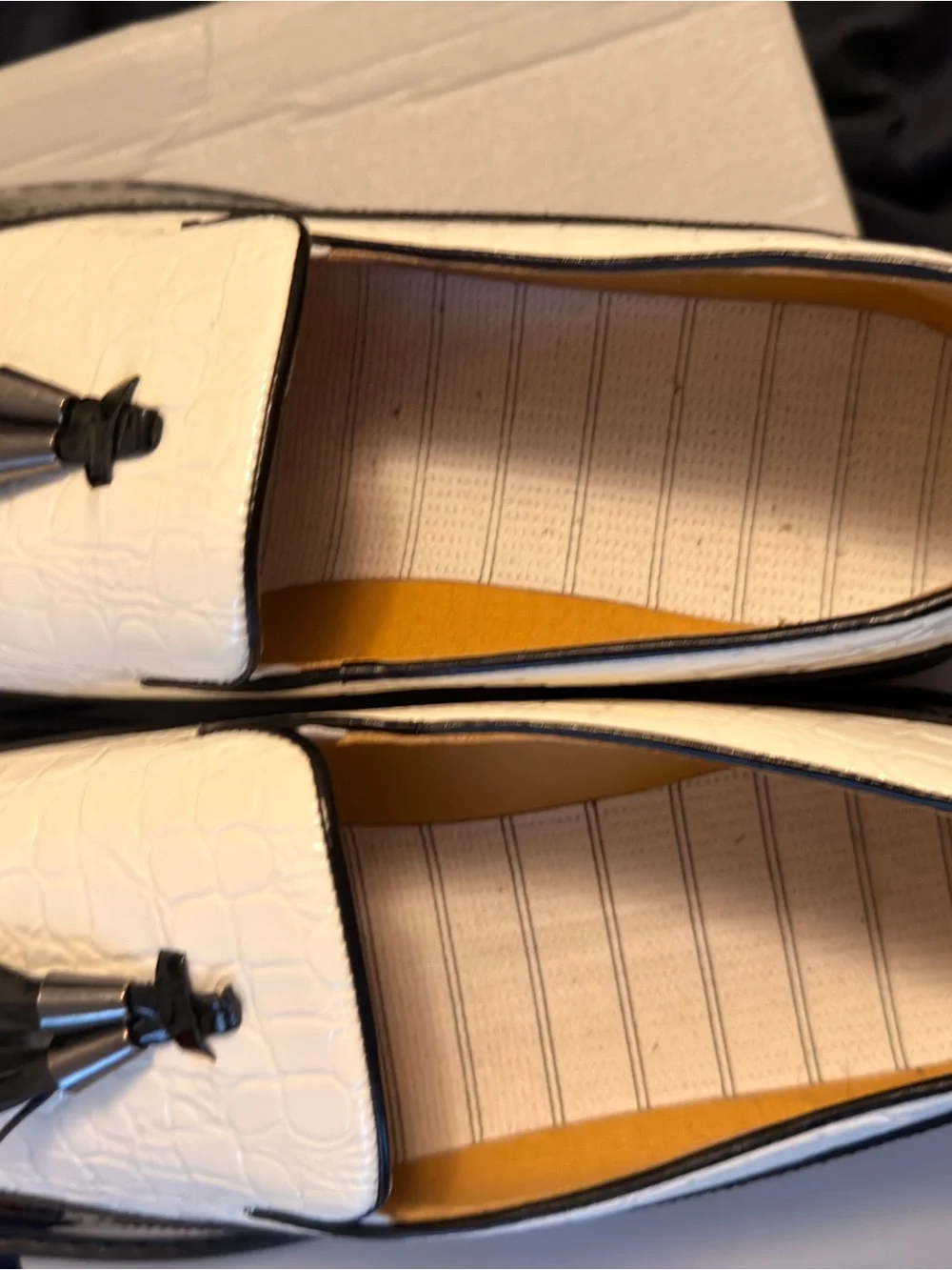 Men's Black & White Tassel Loafers
